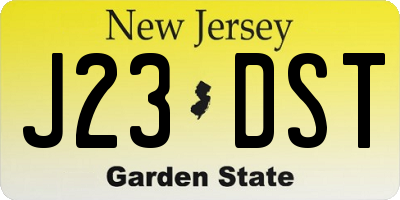NJ license plate J23DST
