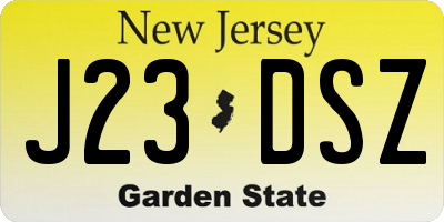 NJ license plate J23DSZ