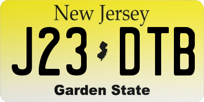 NJ license plate J23DTB