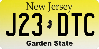 NJ license plate J23DTC