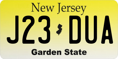 NJ license plate J23DUA