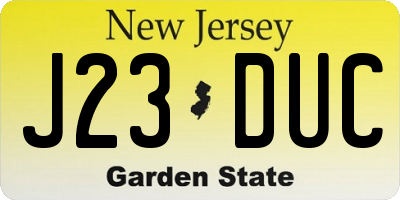 NJ license plate J23DUC