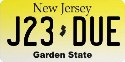 NJ license plate J23DUE
