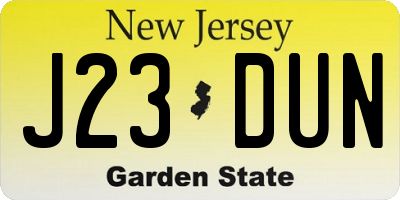 NJ license plate J23DUN
