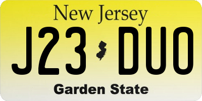 NJ license plate J23DUO