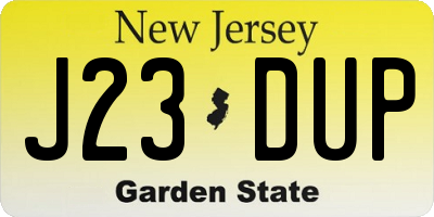 NJ license plate J23DUP