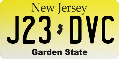 NJ license plate J23DVC