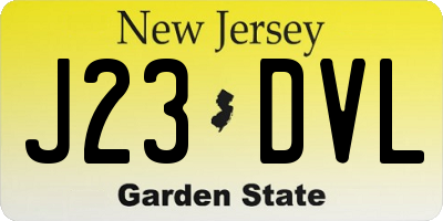NJ license plate J23DVL