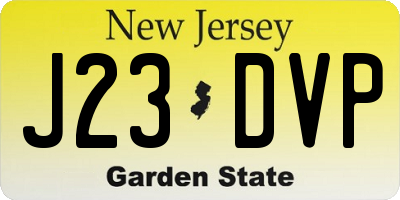 NJ license plate J23DVP