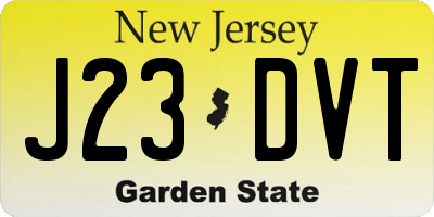 NJ license plate J23DVT