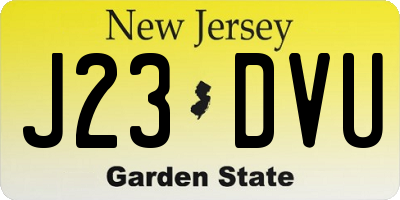 NJ license plate J23DVU