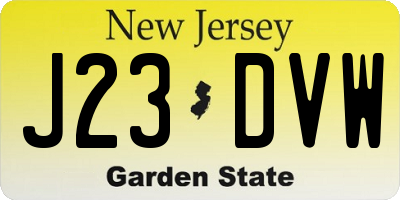 NJ license plate J23DVW