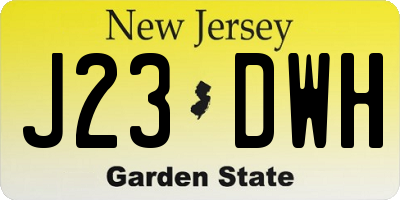 NJ license plate J23DWH
