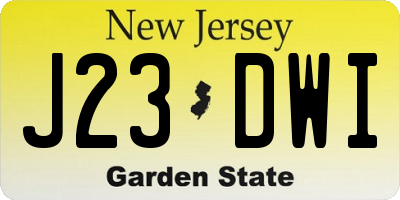 NJ license plate J23DWI