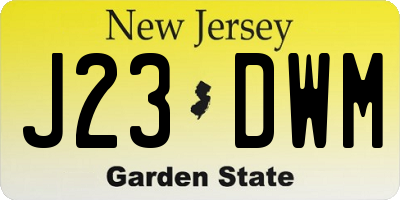 NJ license plate J23DWM