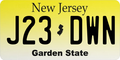 NJ license plate J23DWN