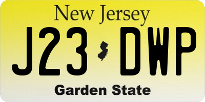 NJ license plate J23DWP