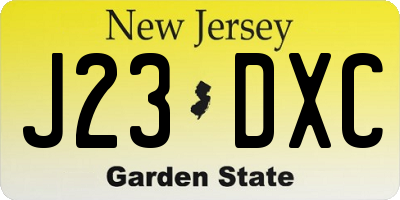 NJ license plate J23DXC
