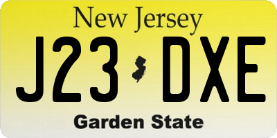 NJ license plate J23DXE