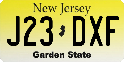 NJ license plate J23DXF