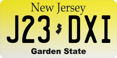 NJ license plate J23DXI