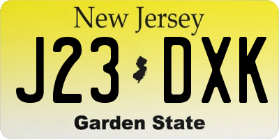 NJ license plate J23DXK