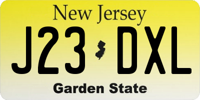 NJ license plate J23DXL