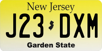 NJ license plate J23DXM