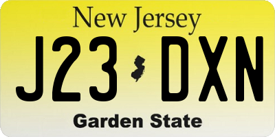NJ license plate J23DXN