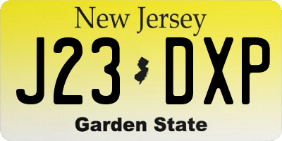 NJ license plate J23DXP