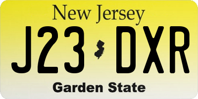 NJ license plate J23DXR