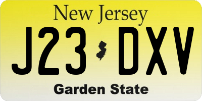 NJ license plate J23DXV