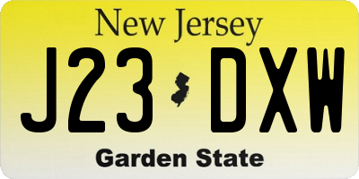 NJ license plate J23DXW