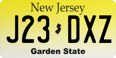 NJ license plate J23DXZ