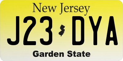NJ license plate J23DYA