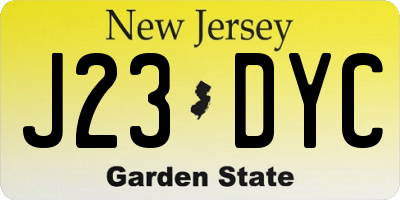 NJ license plate J23DYC