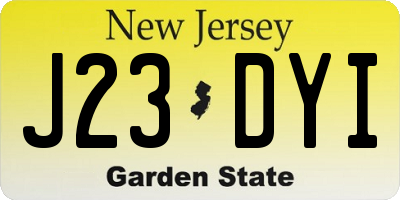 NJ license plate J23DYI
