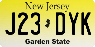NJ license plate J23DYK