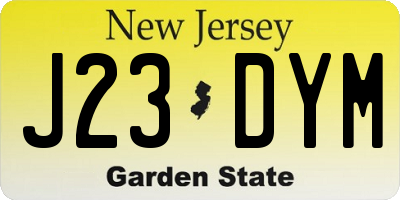 NJ license plate J23DYM