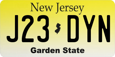 NJ license plate J23DYN