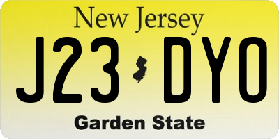 NJ license plate J23DYO