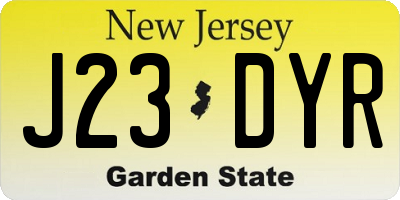NJ license plate J23DYR