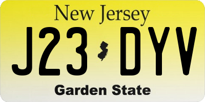 NJ license plate J23DYV