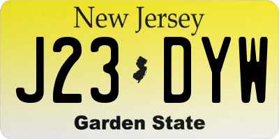 NJ license plate J23DYW