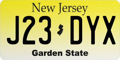 NJ license plate J23DYX