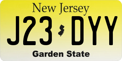NJ license plate J23DYY