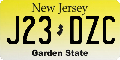 NJ license plate J23DZC