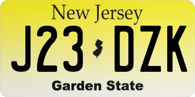 NJ license plate J23DZK