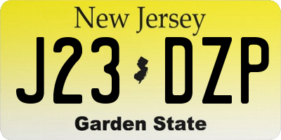 NJ license plate J23DZP