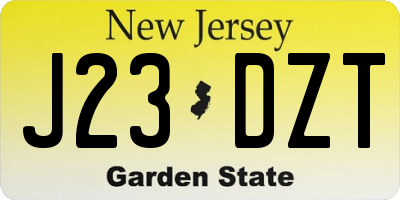 NJ license plate J23DZT